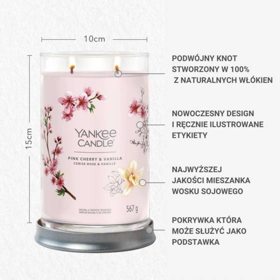 TUMBLER DUŻY Z 2 KNOTAMI PINK CHERRY & VANILLA