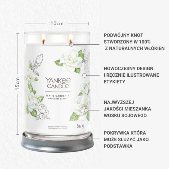 TUMBLER DUŻY Z 2 KNOTAMI WHITE GARDENIA